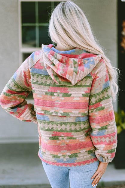 Printed Zip-Up Long Sleeve Hoodie - XathletiX