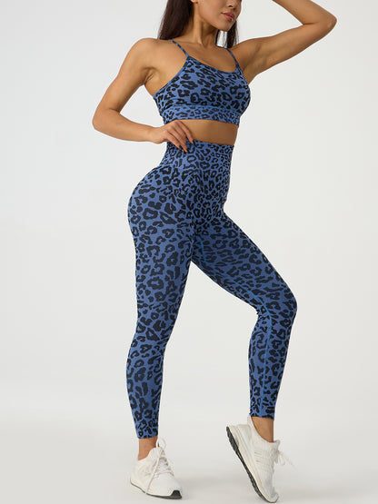 Leopard Crisscross Top and Leggings Active Set - XathletiX