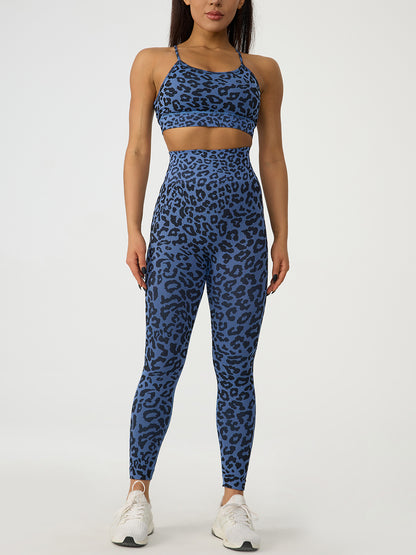 Leopard Crisscross Top and Leggings Active Set - XathletiX