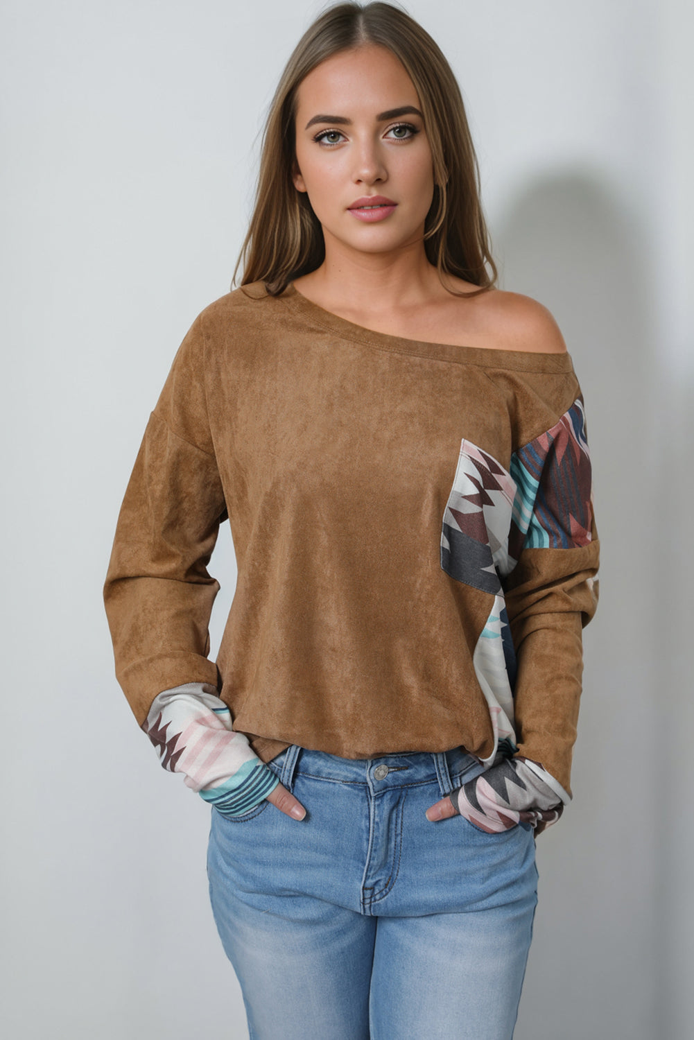 Geometric Drop Shoulder T-Shirt with Pocket - XathletiX