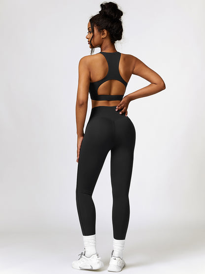 Cutout Cropped Sport Tank and Leggings Set