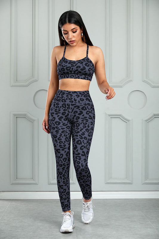 Leopard Cutout Sports Bra and Leggings Set - XathletiX