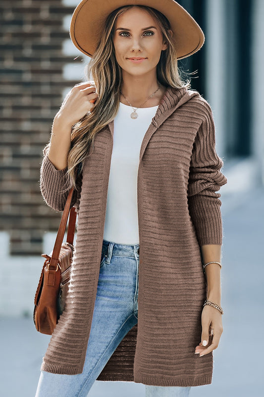 Open Front Longline Hooded Cardigan - XathletiX