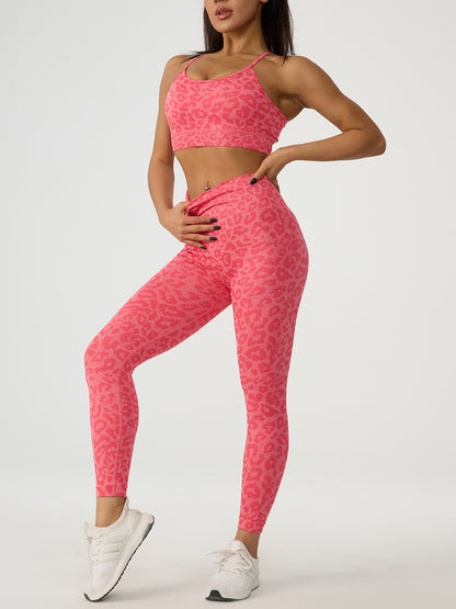 Leopard Crisscross Top and Leggings Active Set - XathletiX