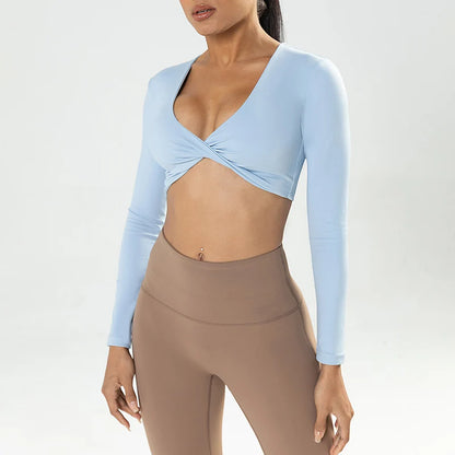 Long Sleeve Gym Crop Tops for Women