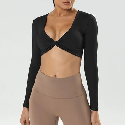 Long Sleeve Gym Crop Tops for Women