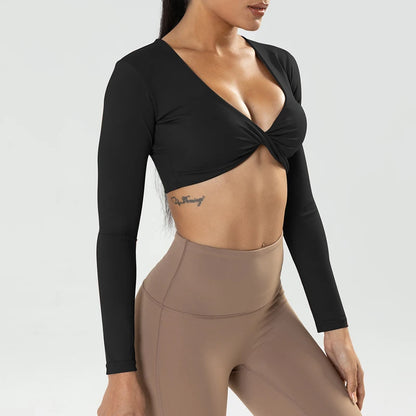 Long Sleeve Gym Crop Tops for Women