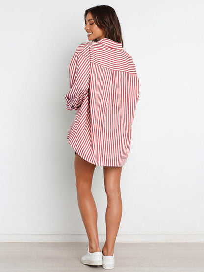 Striped Dropped Shoulder Shirt and Shorts Set