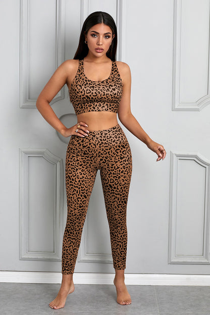 Printed Sports Bra and Leggings Set - XathletiX