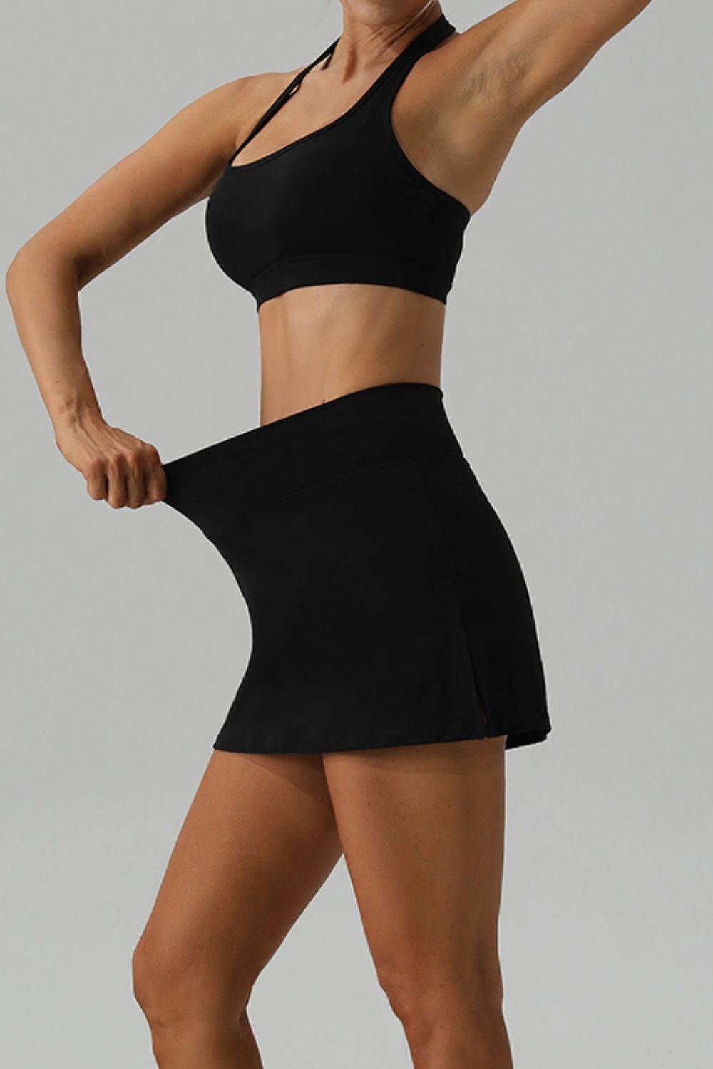 Halter Neck Tank and Slit Skirt Active Set - XathletiX