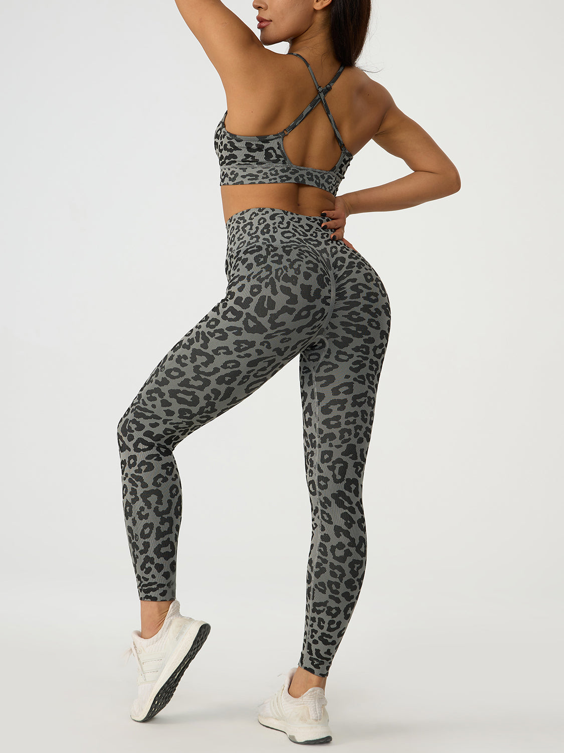 Leopard Crisscross Top and Leggings Active Set - XathletiX