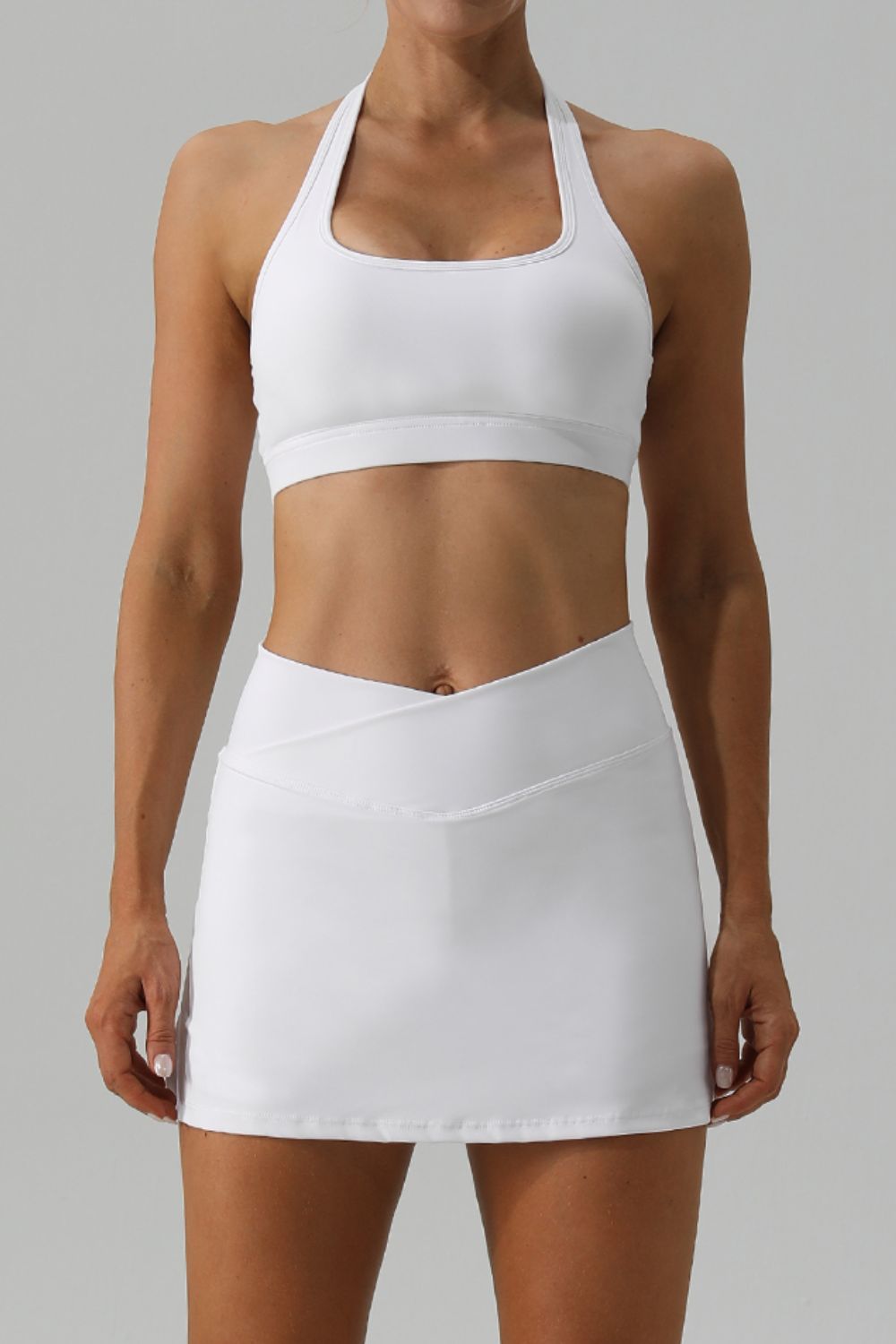 Halter Neck Tank and Slit Skirt Active Set - XathletiX