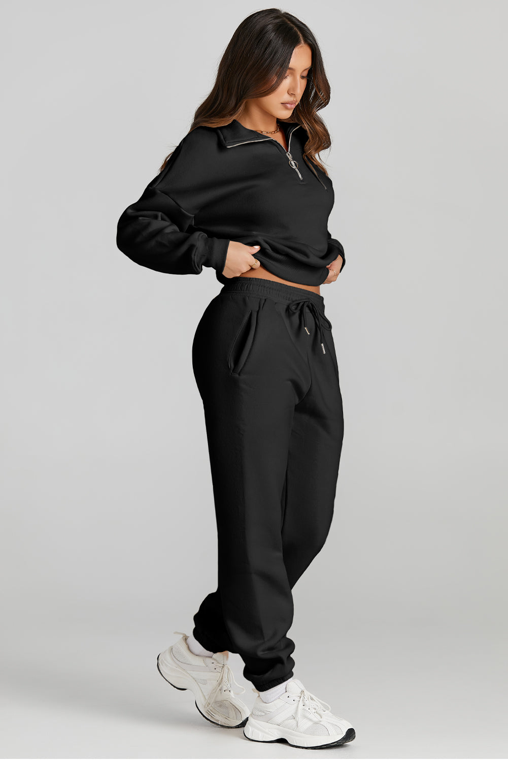 Quarter Zip Top and Drawstring Pants Active Set - XathletiX